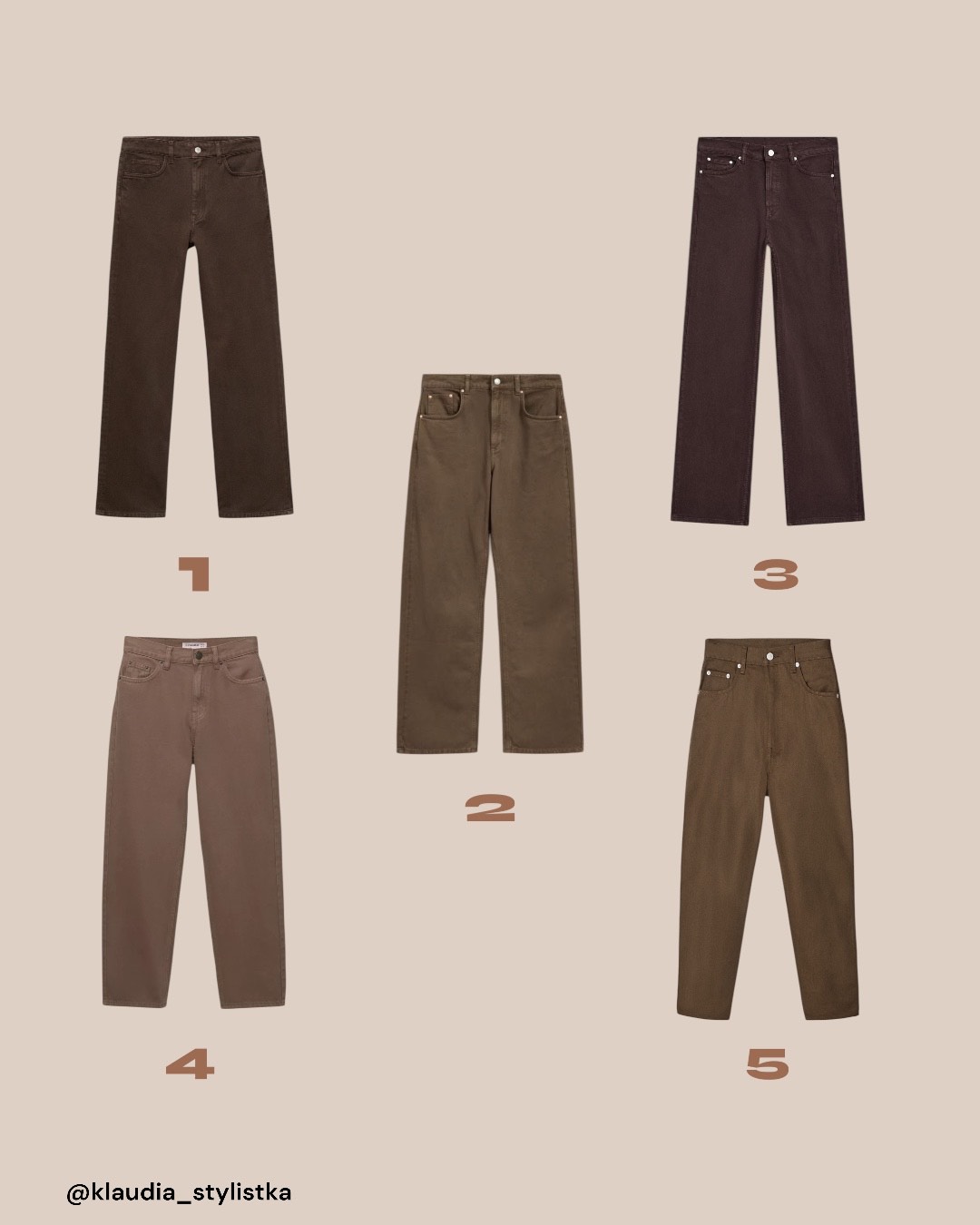 przegląd brazowych spodni